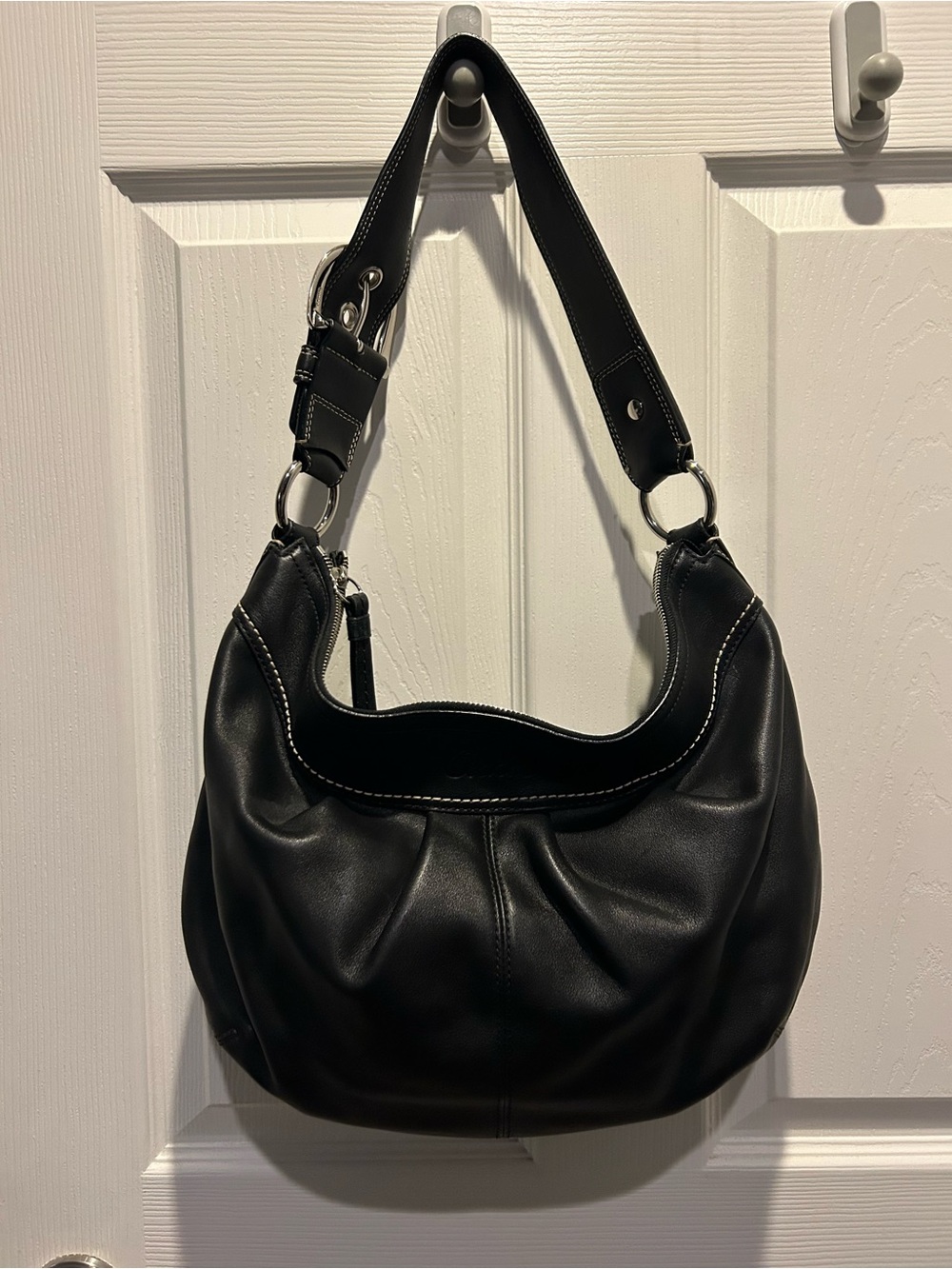 COACH Soho Pleated Black Leather Large Hobo Shoulder Bag